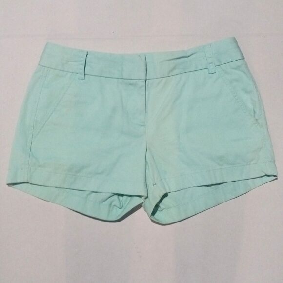 J Crew Chino Shorts-Size 2-Mint Green-Pockets-Pastel-Prep-Spring-3" Inseam - Picture 1 of 8